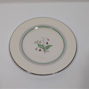 Syracuse China Coralbel Lunch Salad Plate Floral Silver Trim USA Vintage